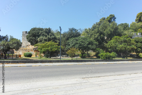 Street and building at town of Arta, Epirus, Greece