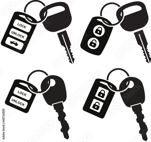 vector car key and alarm symbols