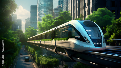 Tokyo monorail, high speed technology concept. Future of transport. Ai generated