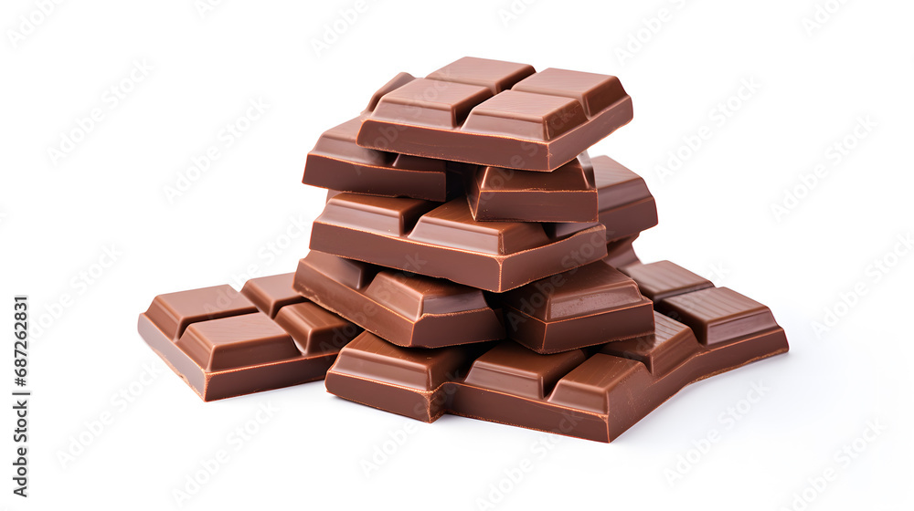 Stacked Milk Chocolate Bars on White Background Stacked Milk Chocolate Bars on White Background