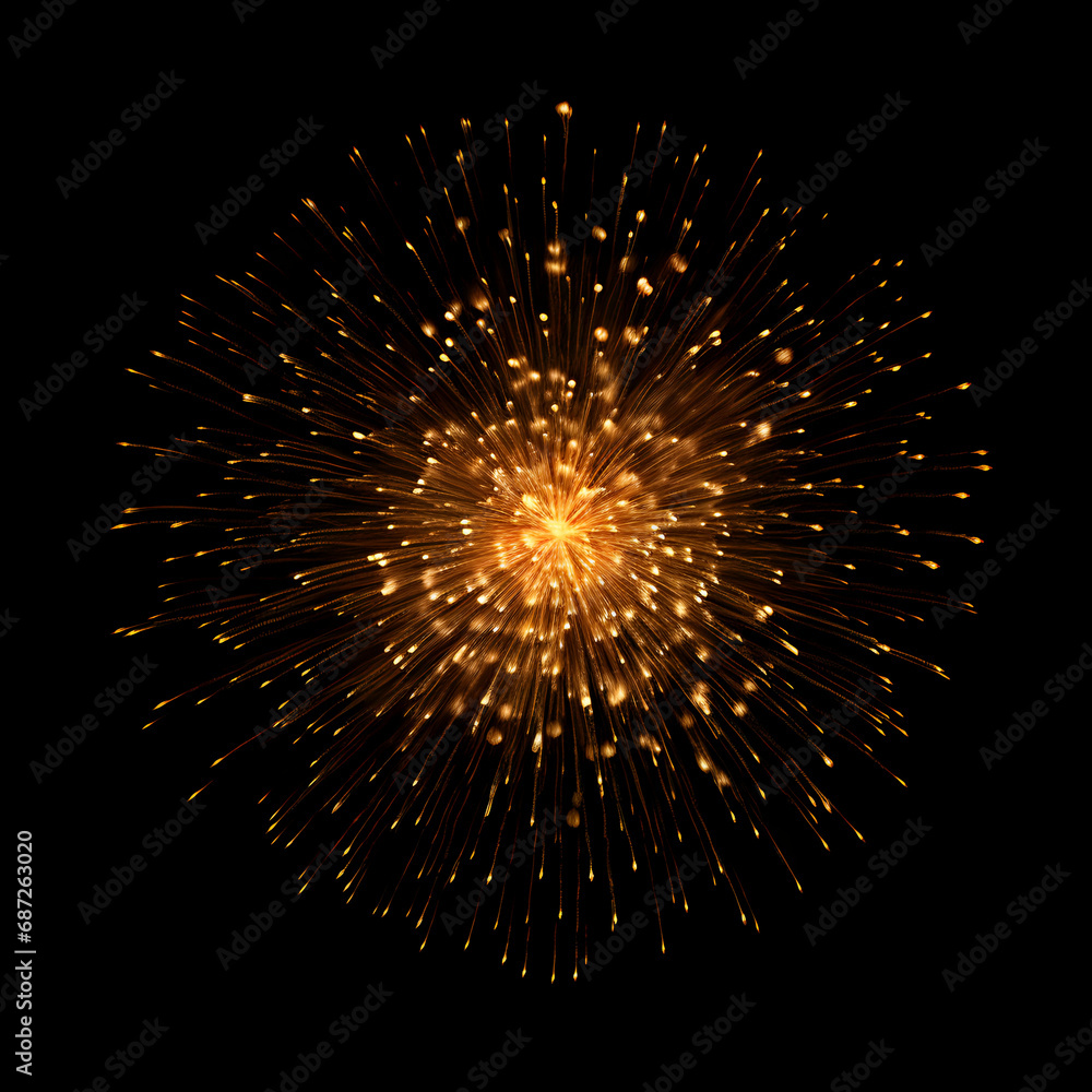 Fototapeta premium Fireworks on black background, Fireworks light up the sky, festive fireworks explode on black background, ai generated image