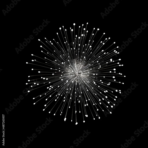 Fireworks on black background, Fireworks light up the sky, festive fireworks explode on black background, ai generated image