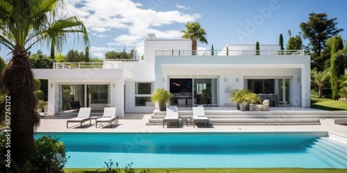 Contemporary Oasis - Modern White Villa with Pool and Lush Garden - Architectural Elegance & Outdoor Tranquility ©  Photography Magic