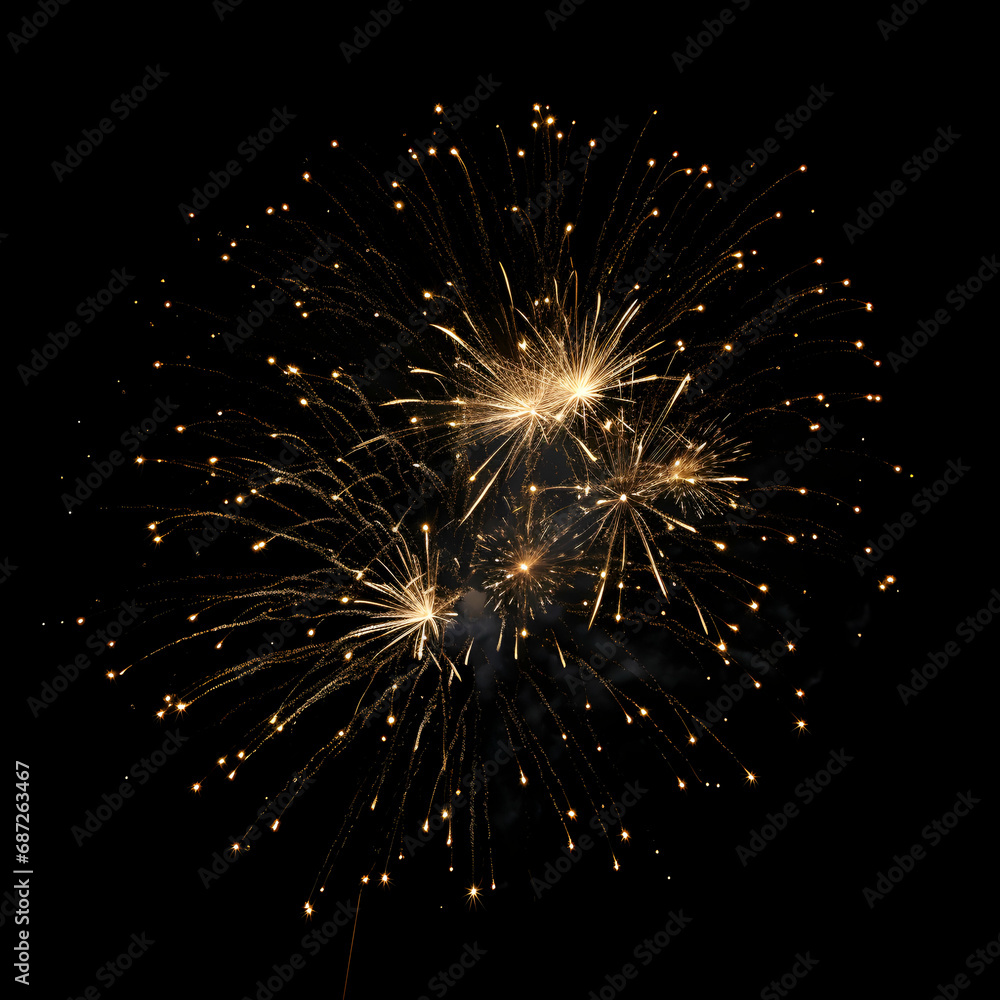 Fireworks on black background, Fireworks light up the sky, festive fireworks explode on black background, ai generated image Fireworks on black background, Fireworks light up the sky, festive fireworks explode on black background, ai generated image