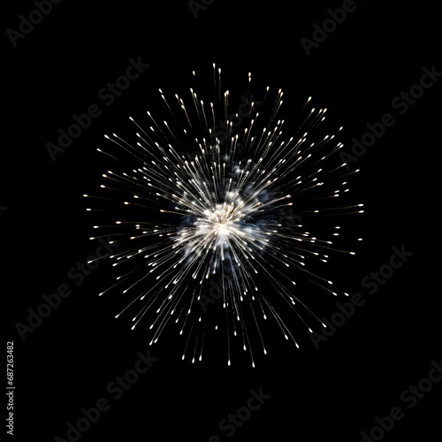 Fireworks on black background, Fireworks light up the sky, festive fireworks explode on black background, ai generated image