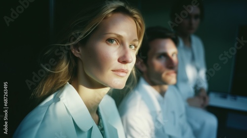 A hospital-themed photo with a female doctor in the foreground