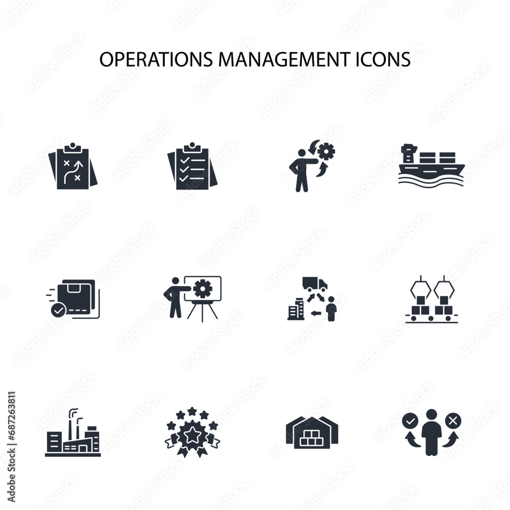 Operations management icon set.vector.Editable stroke.linear style sign for use web design,logo.Symbol illustration. Operations management icon set.vector.Editable stroke.linear style sign for use web design,logo.Symbol illustration.