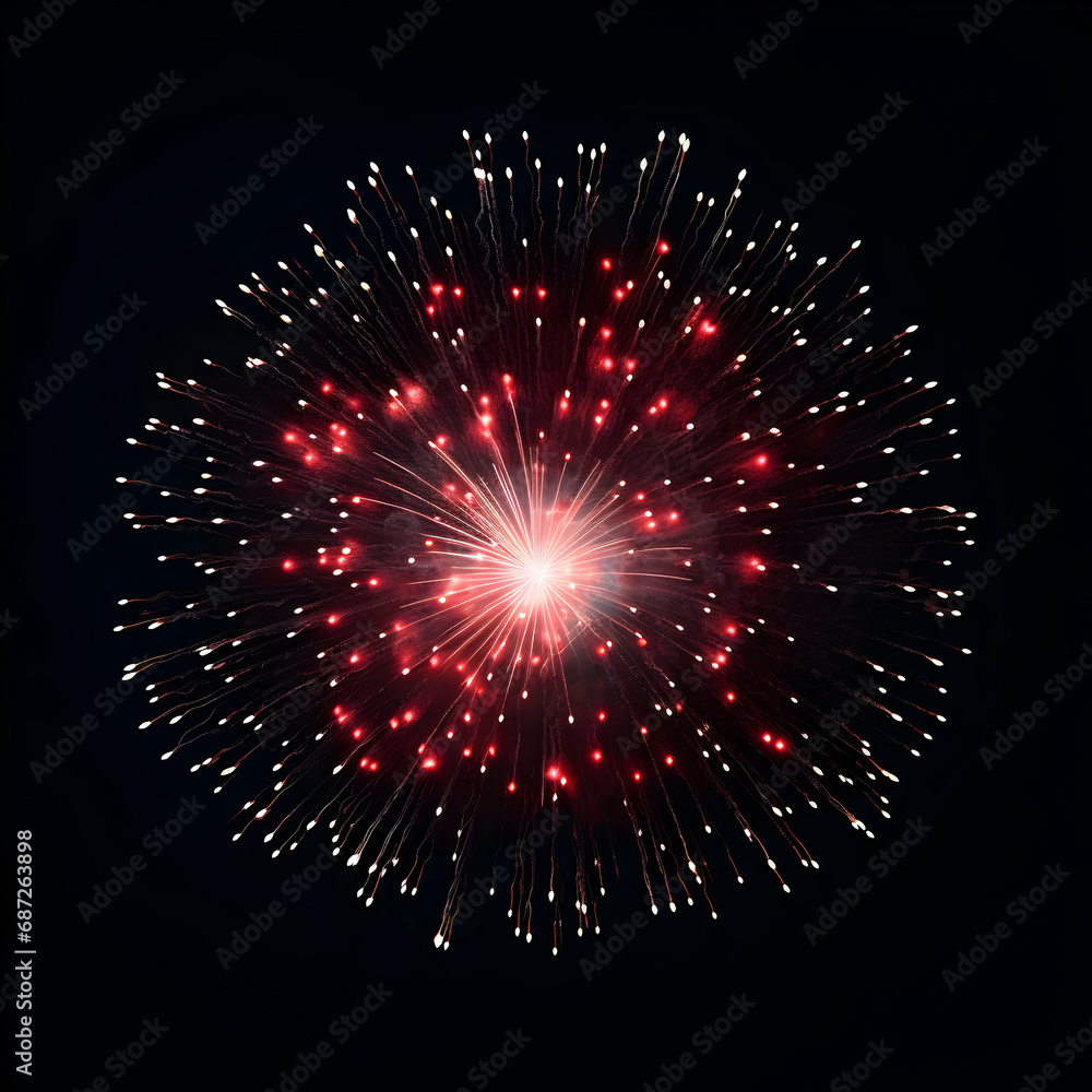 Fototapeta premium Fireworks on black background, Fireworks light up the sky, festive fireworks explode on black background, ai generated image