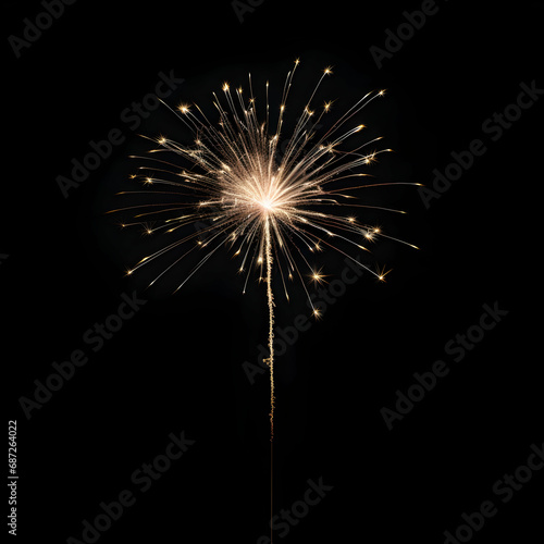 Fireworks on black background  Fireworks light up the sky  festive fireworks explode on black background  ai generated image