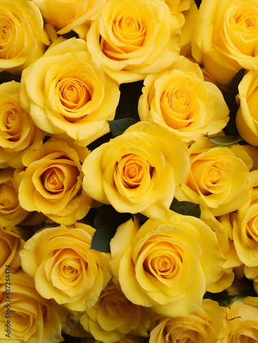 Floral background with yellow roses  top view 