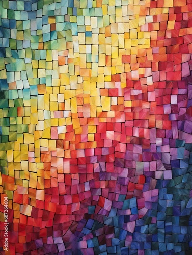 Pixelated Mosaic Wall Art  A Modern Twist on Traditional Mosaics With Tiny Colored Squares Forming a Larger Image