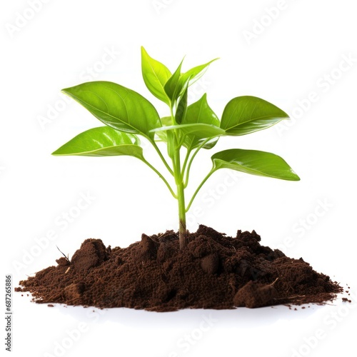 Wallpaper Mural Young green plant in soil isolated on white background Torontodigital.ca