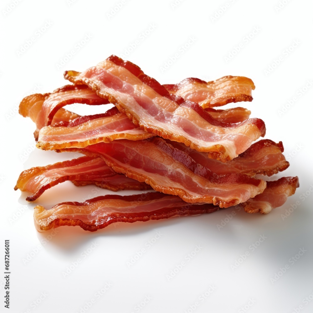 Obraz premium Bacon slices on white background