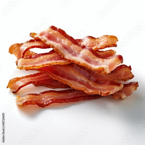 Bacon slices on transparent or white background