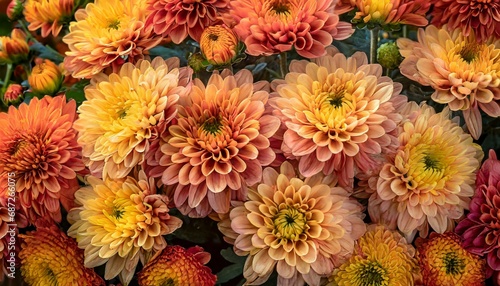mums in warm fall colors fill the frame © Alicia