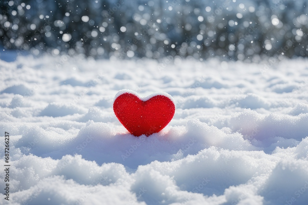 a high quality photograph of a valentine with snow