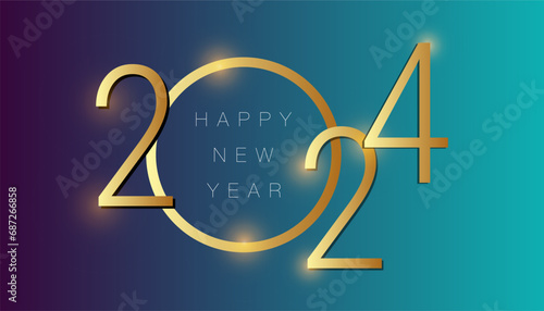 Golden color happy New Year 2024 on beautiful dark background  (ID: 687266858)