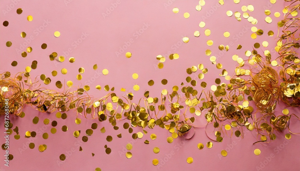 photo of pink background with gold confetti