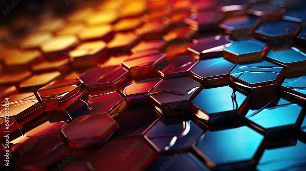 Chromatic Hexagons: Gradient Mosaic Symmetry. Generative AI Chromatic Hexagons: Gradient Mosaic Symmetry. Generative AI