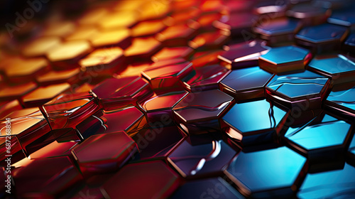 Chromatic Hexagons: Gradient Mosaic Symmetry. Generative AI
