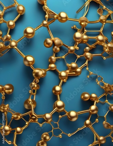 Molecules are arranged in chains with a golden color.