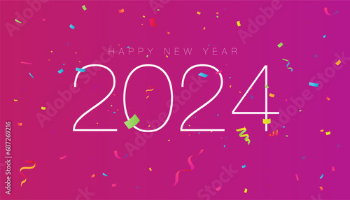 Colorful Happy New Year 2024 design (ID: 687269216)