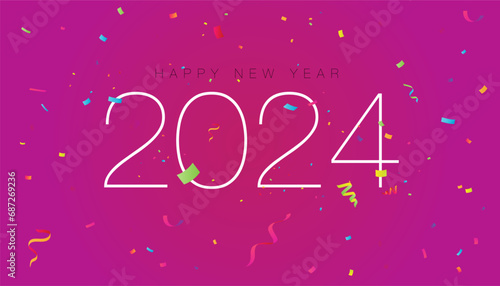 Colorful Happy New Year 2024 design (ID: 687269236)