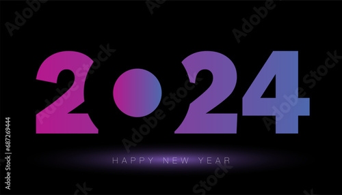 Happy New Year 2024 Gradient color (ID: 687269444)