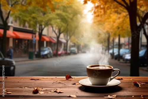 Rustic Coffee Delight Amidst Autumn Charm