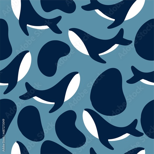 seamless pattern with whales