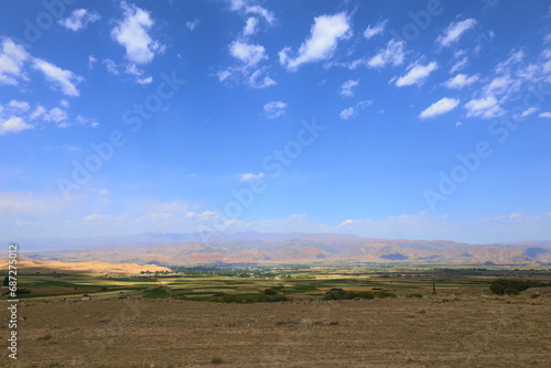 Fototapeta Naklejka Na Ścianę i Meble -  Kochkor valley view in Tian Shan mountains, Kyrgyzstan