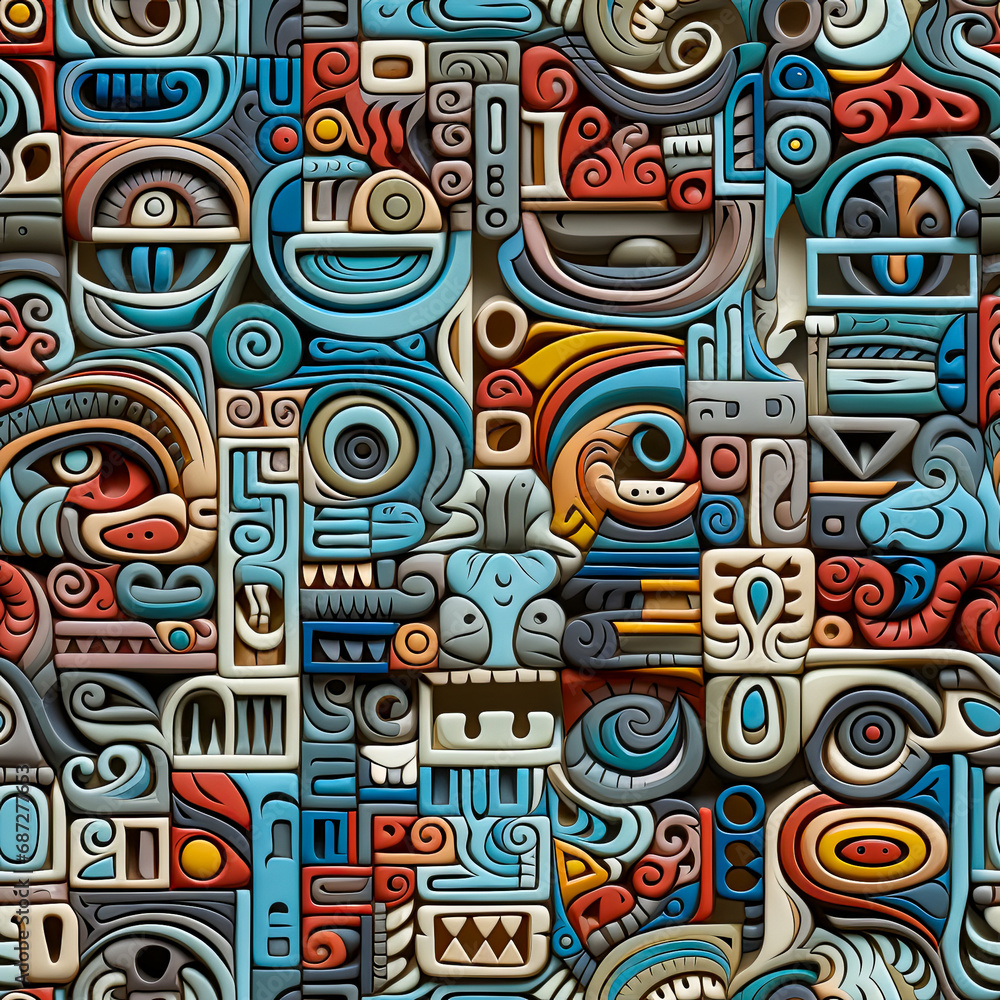 Maya Aztec Seamless tile pattern tribal AI art Maya Aztec Seamless tile pattern tribal AI art
