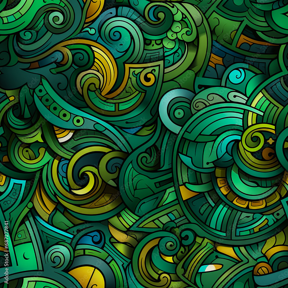 Fototapeta premium Maya Aztec Seamless tile pattern tribal AI art