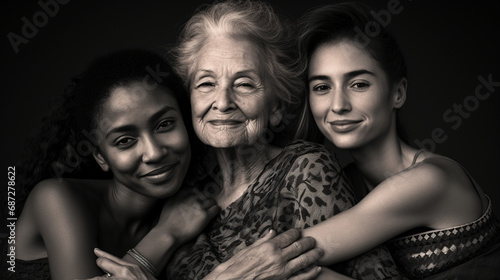 Generations in Harmony: A heartwarming picture of women across generations, highlighting the beauty of shared wisdom and experiences.