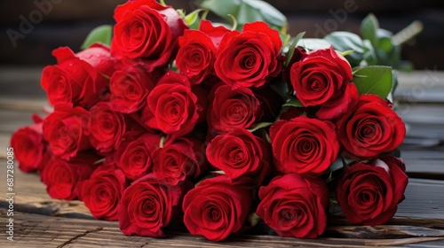A bouquet of red roses. A luxurious gift for Valentine s Day and women s Day.