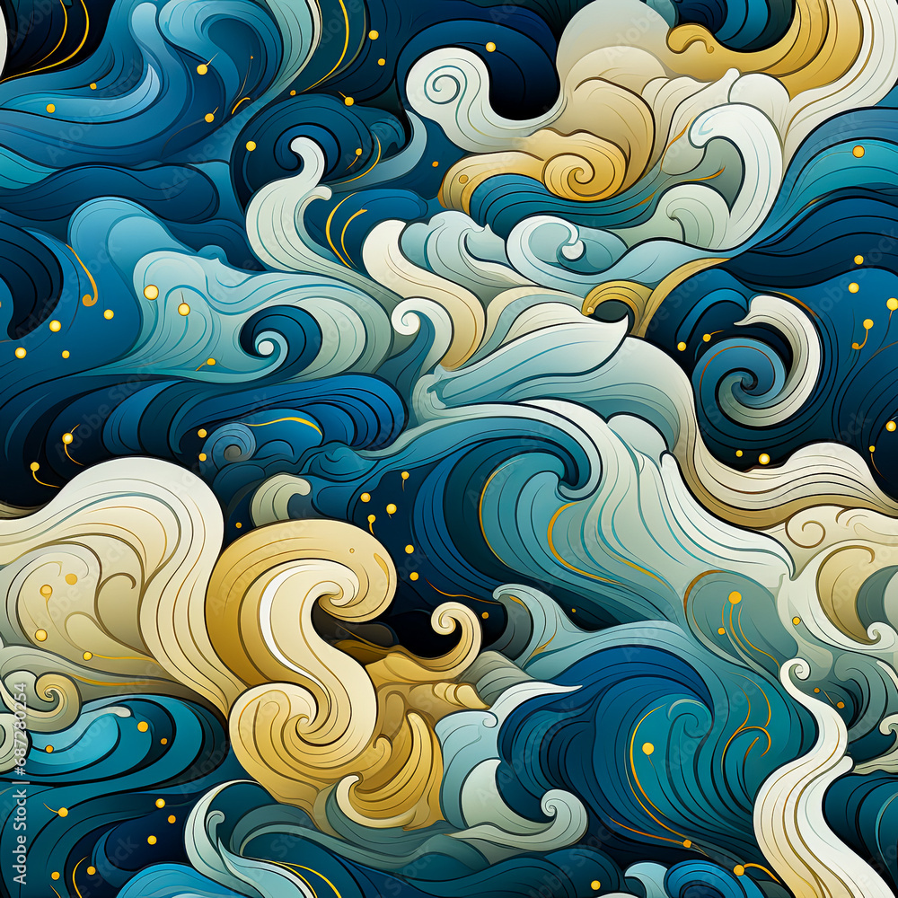 Fototapeta premium Seamless tile line pattern AI art