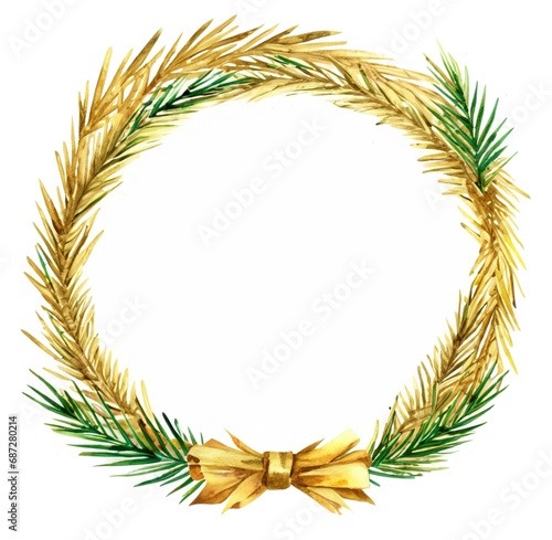 Stroik złota okrągła ramka świąteczna