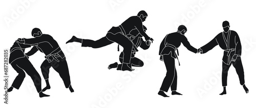 Sketch judoist, judoka, athlete duel, fight, judo, sport figure