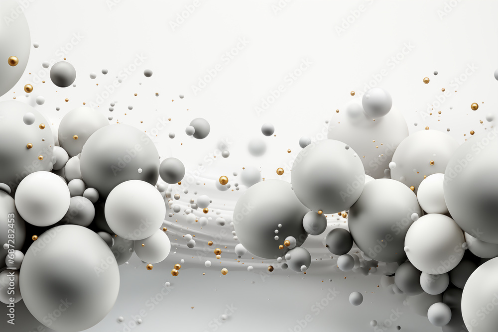 Grey white points and lines with flowing particles, white background, with copy space Grey white points and lines with flowing particles, white background, with copy space