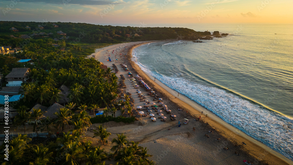 Puerto Escondido Oaxaca Mexico aerial of La punta Zicatela travel ...