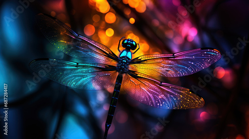 Unreal, fantastic neon glowing dragonfly © Kondor83