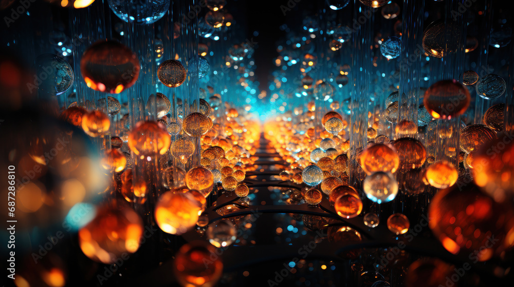 Infinite Radiance: Orange and Blue Spherical Symphony. Generative AI Infinite Radiance: Orange and Blue Spherical Symphony. Generative AI