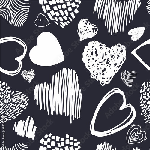 Seamless pattern in the form of heart doodles. Collection of valentines day backgrounds. for Print on Textile, Wrapping Paper, Web Design and Social Media. Love seamless pattern 