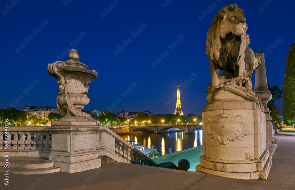 Alexander III bridge at night, Paris
