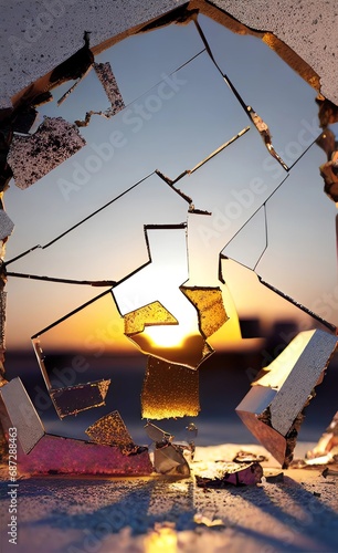 Broken Glass Shards - Beautiful Texture, Graphic Element - AI generative art