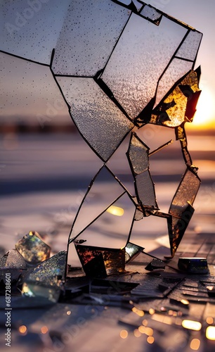 Broken Glass Shards - Beautiful Texture, Graphic Element - AI generative art