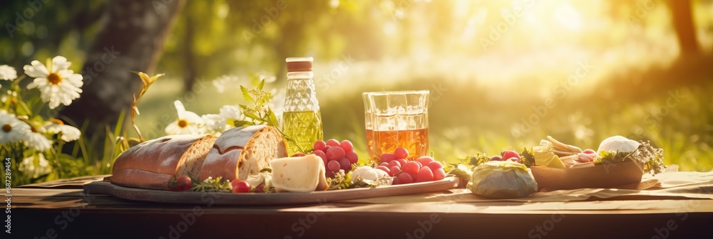 Tasty Food Picnic with Sun Flare on Transparent