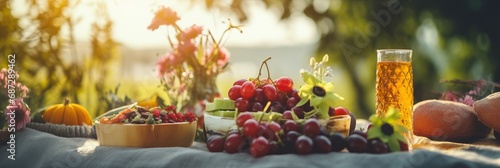 Tasty Food Picnic with Sun Flare on Transparent Background