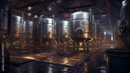 brewery  a beer maturation shop  a lot of steel tanks