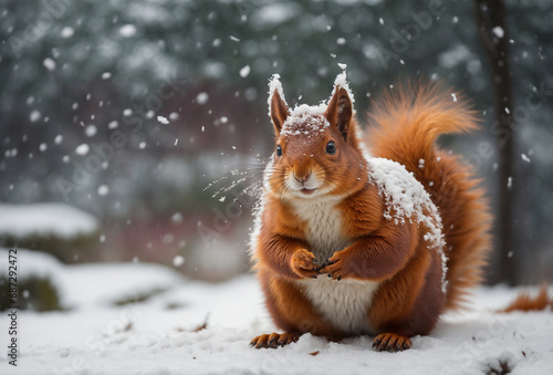 squirrel cute in the snow © eman